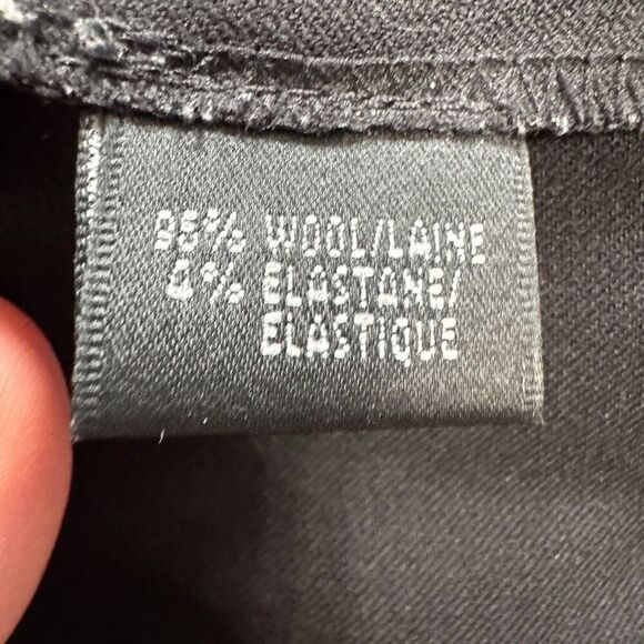 LAFAYETTE 148 NY || Black Wide Leg Cuff In Wool Pant size 10 - Picture 7 of 7